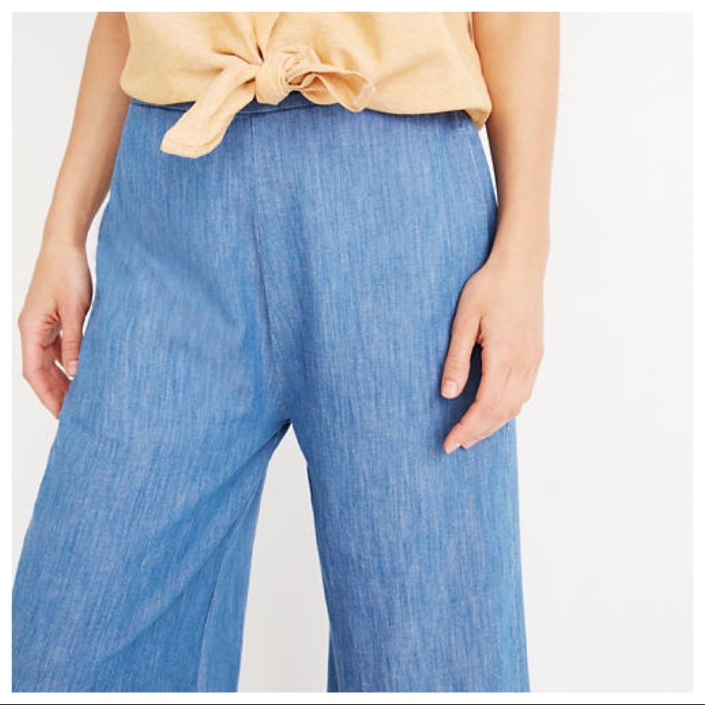 Madewell Pull-On Gaucho Crop Pant light blue NWOT - Picture 3 of 7